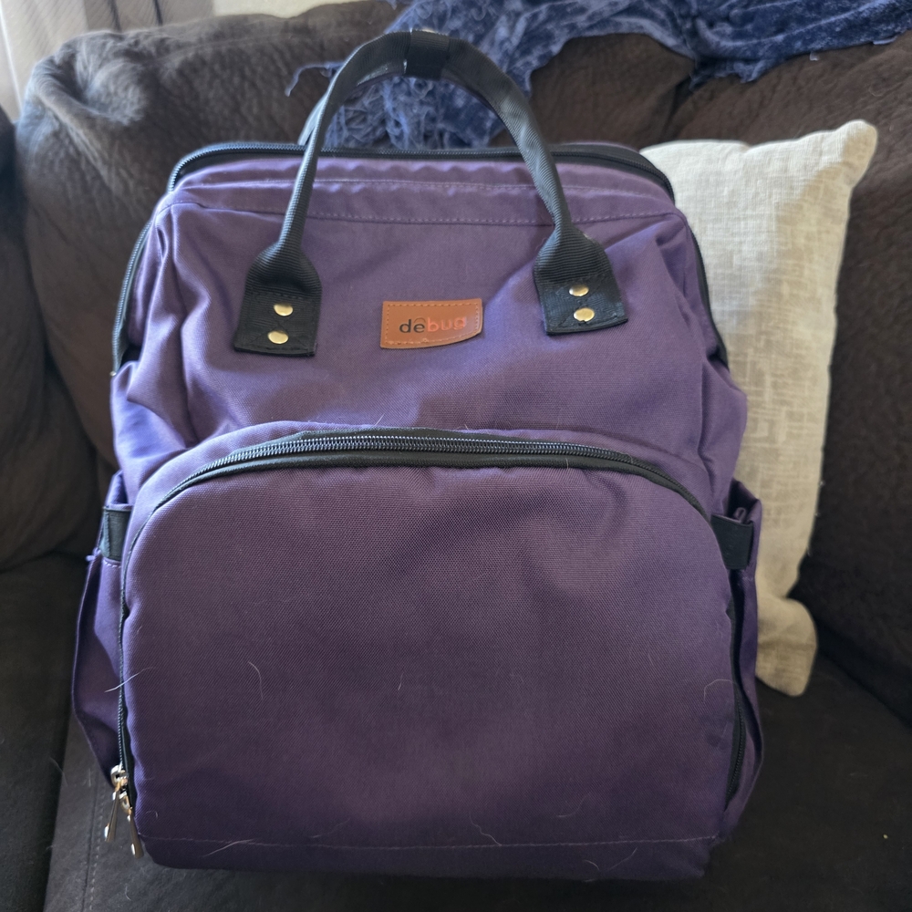 Purple Diaper Bag W/ Changing Station/ Bassinet